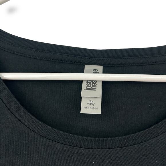 Macy's Mickey Mouse Black Graphic T-Shirt Plus Size 2XW Short Sleeve Peace Love - Picture 5 of 8